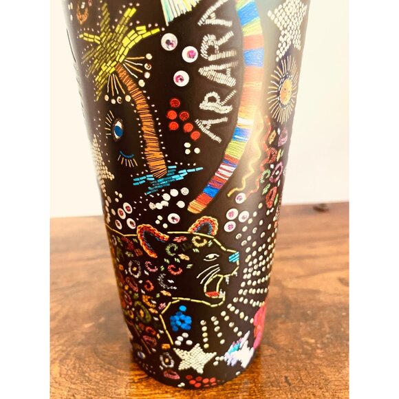 Starbucks Farm Rio Black Graphic Borogodo Rainbow Print 24 Oz Stainless Tumbler - Picture 5 of 11